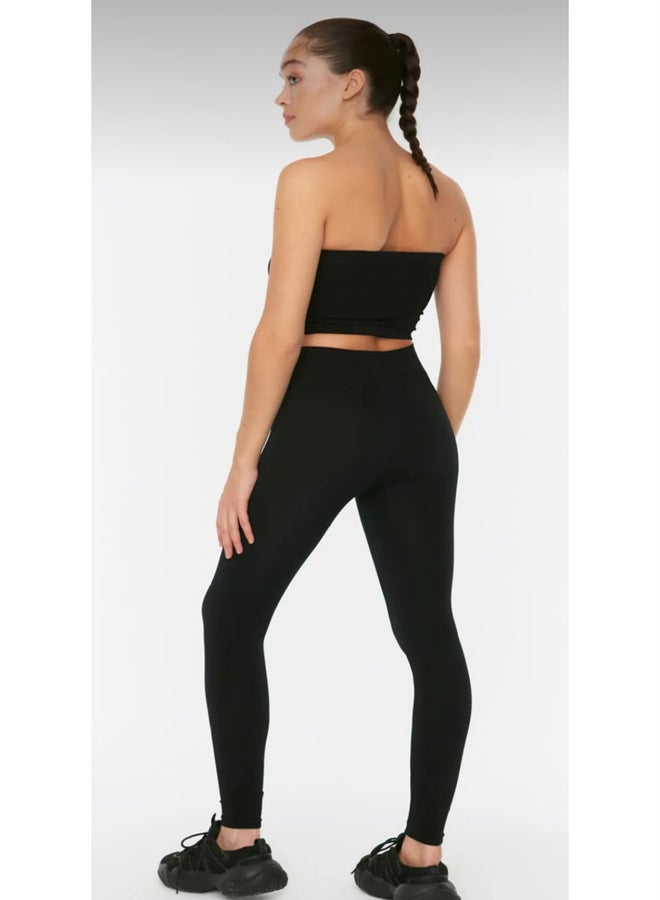 trendyol Black Seamless/Seamless Full Length Knitted Sports Leggings  - Image 4