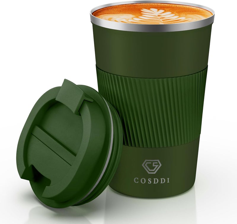 CS COSDDI 12 oz Stainless Steel Vacuum Insulated Tumbler - Coffee Travel Mug Spill Proof with Lid - coffee Cup for Keep Hot/Ice Coffee,Tea and Beer (3rd Green) - Image 1