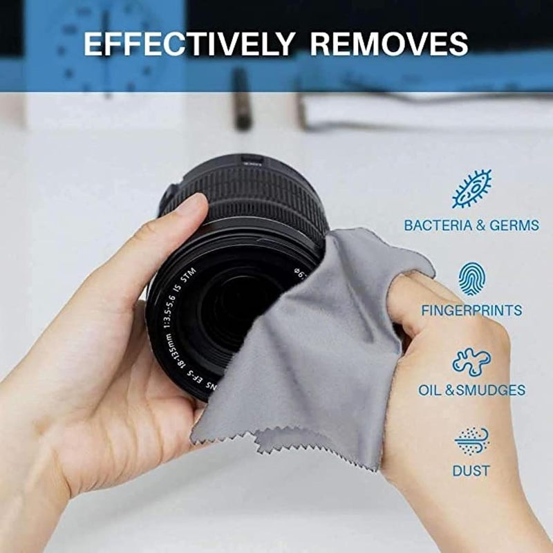 MAXOSHINE قماش تنظيف ميكروفايبر متميز للإلكترونيات عدسات الهواتف النظارات عدسات الكاميرا قماش تنظيف سطح المكتب - لابتوب - 30 × 30 سم (عبوة من 3، رمادي) - Image 3