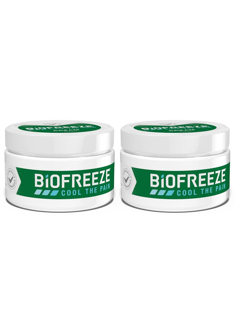 Biofreeze Biofreeze Menthol Pain Relieving Cream 3 OZ Jar (Pack Of 2) For Pain Relief Associated With Sore Muscles, Arthritis, Simple Backaches, And Joint Pain (Packaging May Vary) 