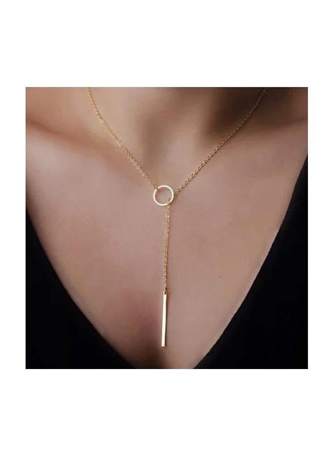 MIRFA - Line And Circle Y Shaped Chain Necklace - Image 1