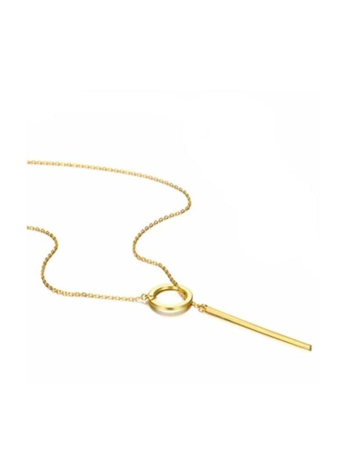 MIRFA - Line And Circle Y Shaped Chain Necklace - Image 1