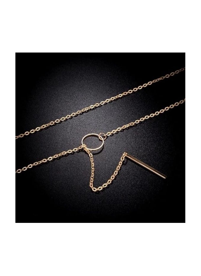 MIRFA - Line And Circle Y Shaped Chain Necklace - Image 1