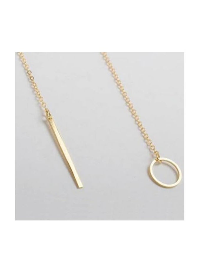 MIRFA - Line And Circle Y Shaped Chain Necklace - Image 1