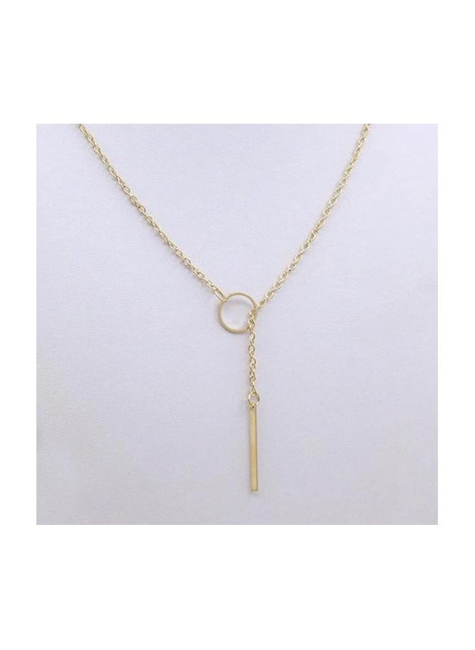 MIRFA - Line And Circle Y Shaped Chain Necklace - Image 1