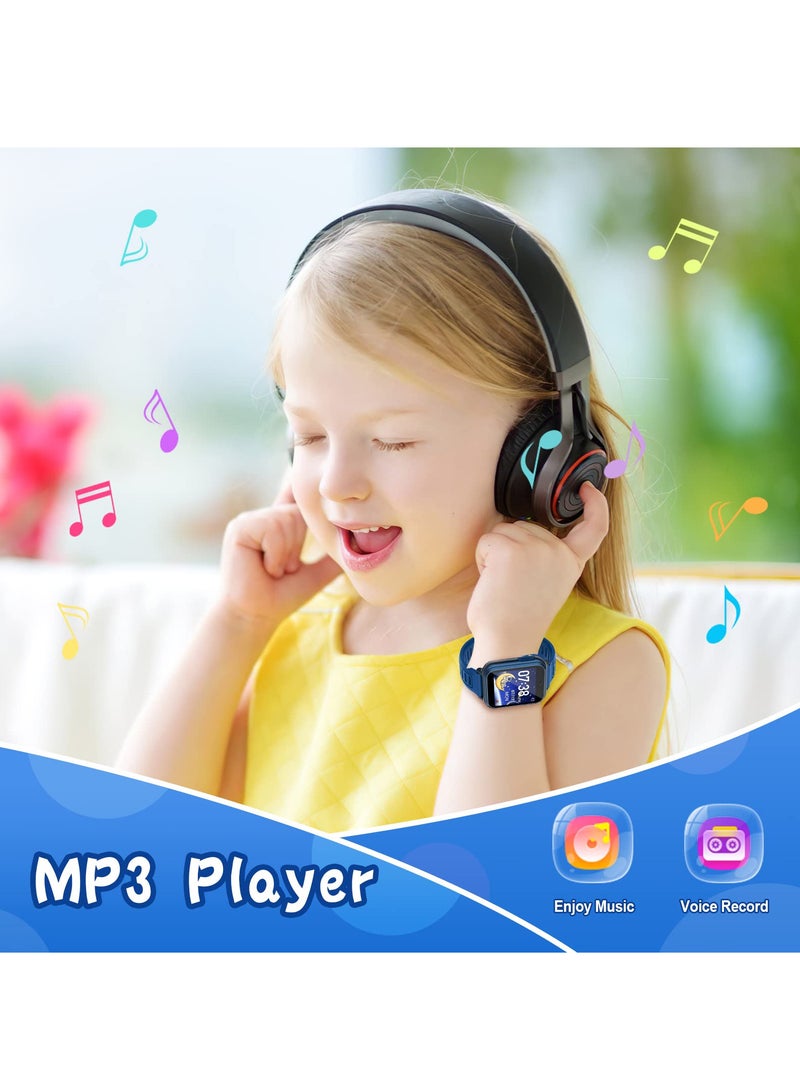 ساعة ذكية للأطفال، ساعة ألعاب ذكية مع 24 لعبة، شاشة تعمل باللمس عالية الدقة، فيديو، كاميرا، مشغل موسيقى، عداد الخطى، مصباح يدوي، ساعة منبه، ساعات أطفال للأولاد والبنات من 5-12 سنة (أزرق غامق) - Image 5