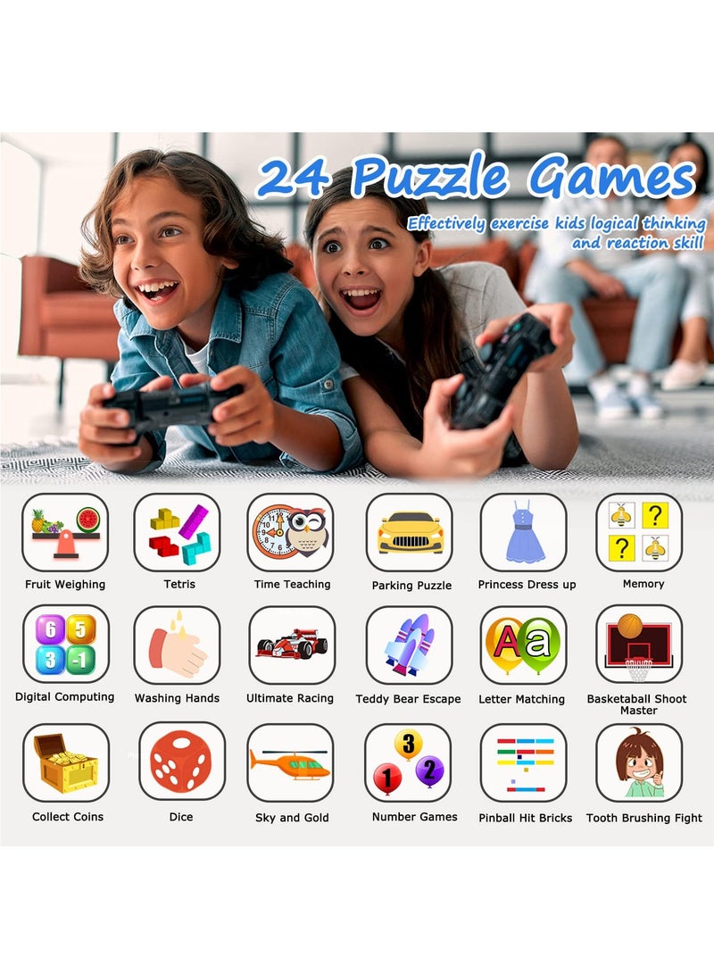 ساعة ذكية للأطفال، ساعة ألعاب ذكية مع 24 لعبة، شاشة تعمل باللمس عالية الدقة، فيديو، كاميرا، مشغل موسيقى، عداد الخطى، مصباح يدوي، ساعة منبه، ساعات أطفال للأولاد والبنات من 5-12 سنة (أزرق غامق) - Image 3