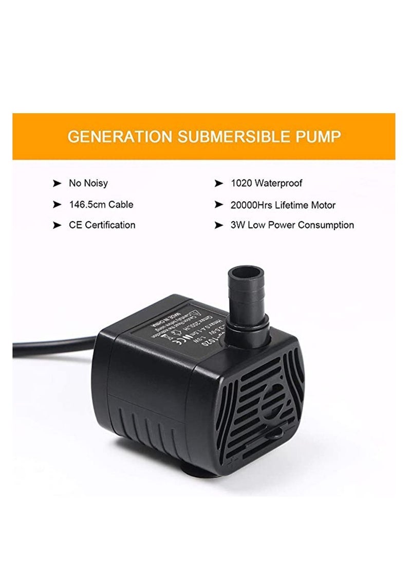 Y&D Submersible Water Pump, 200L USB Pump for Aquarium, Fish Tank, Statuary and Hydroponics Fountain Super Silent Small - Image 4
