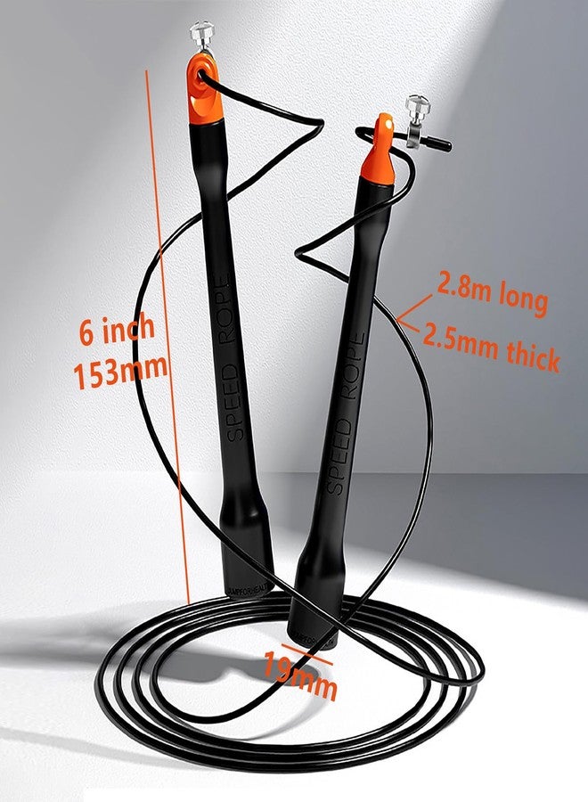 MOGOLD Speed Jump Rope - Black Ergonomic Handles,8Ft PVC Cable, Adjustable Length, for Cardio Training, CrossFit, Boxing (Orange) - Image 2