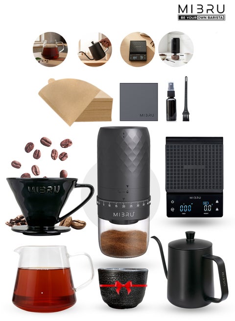 V60 Drip Set 09-Piece Drip Coffee Maker Set V60 Size 02 With Electric coffee grinder