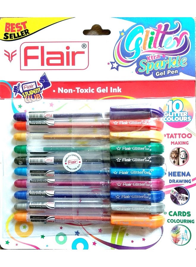 Flair Xtra Sparkle Glitter Gel 10 Colours Xtra Sparkle Gel Pen - Image 1