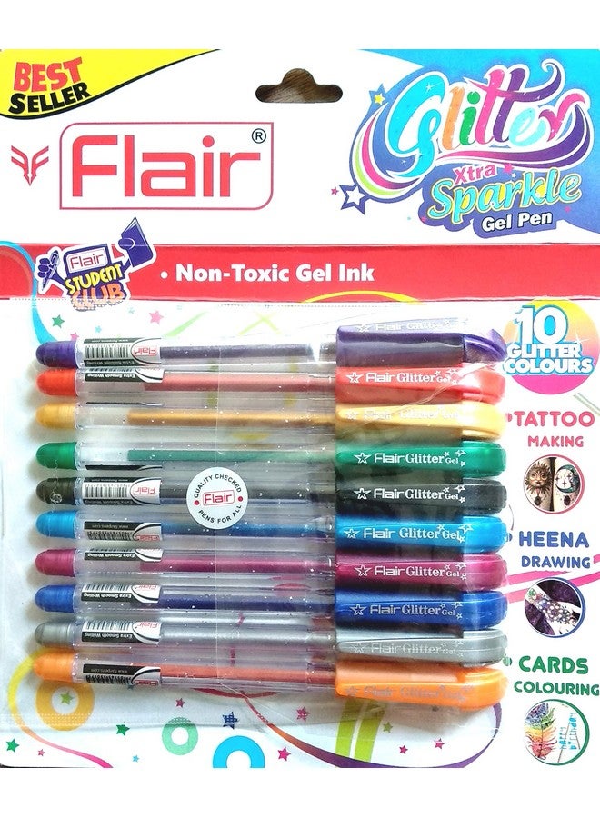 Flair Xtra Sparkle Glitter Gel 10 Colours Xtra Sparkle Gel Pen - Image 3