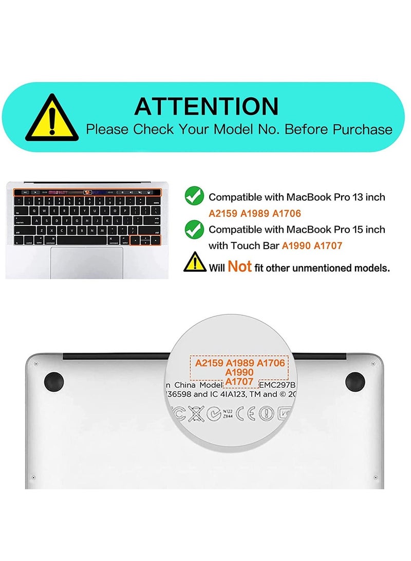 NTECH US Language Keyboard Cover Skin For Apple MacBook Pro 13/15 Inch A1706 A1708 Black - Image 2
