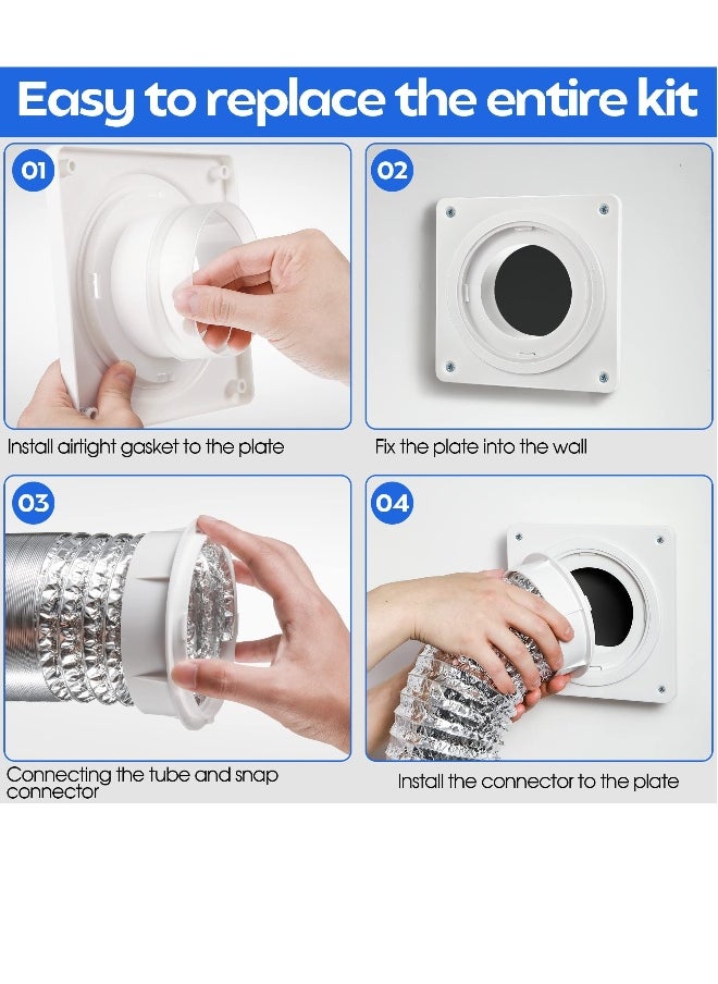 Dryer Vent Wall Plate Adapter 7x7 inch Snap to Vent Dryer Dock Connector Kit Tighter and Reliable Hose Connect Upgrade Clear Airtight Gasket Easy to Install for Cleaning and Maintenance 1 Set