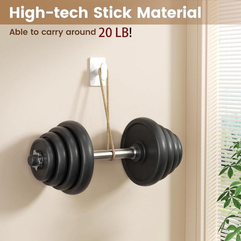 pickpiff Adhesive Towel Hooks for Bathroom: 20LB Extra Strong Wall Hanger for Shower Kitchen RV Dorm Apartment, White 4 Pack - Image 3