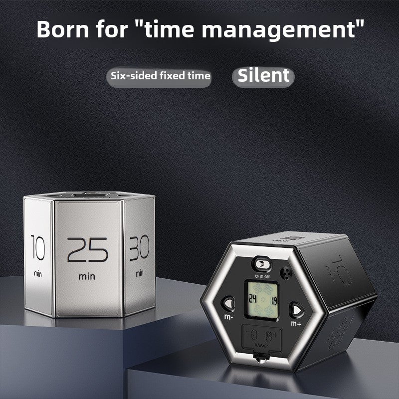 Hexagonal Flip Timer for Focused Learning Silver 
