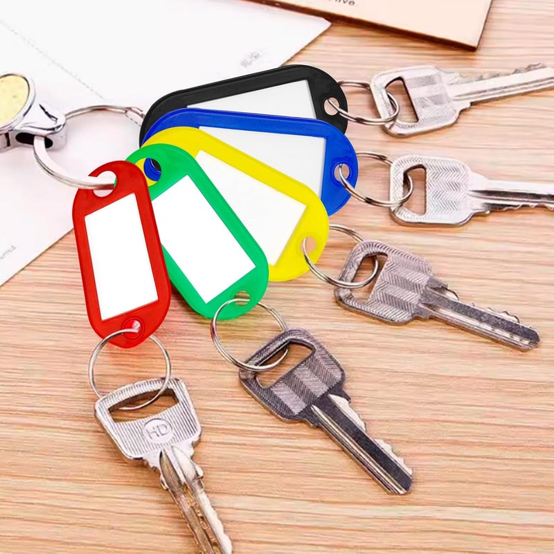 Siutaga 50 Pcs Key Tags, Key Labels, Tough Plastic Key Tags with Split Ring Label Window, Key Chain ID Tags with Container for Luggage, Backpacks, Key, Name, Bags(10 Colors) - Image 2