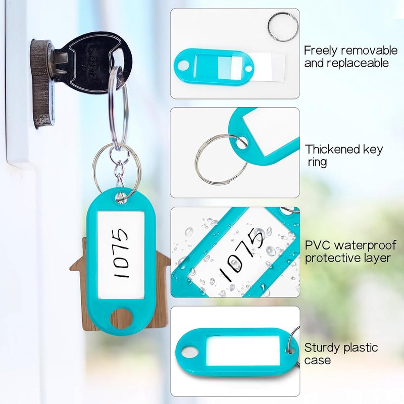 Siutaga 50 Pcs Key Tags, Key Labels, Tough Plastic Key Tags with Split Ring Label Window, Key Chain ID Tags with Container for Luggage, Backpacks, Key, Name, Bags(10 Colors) - Image 5