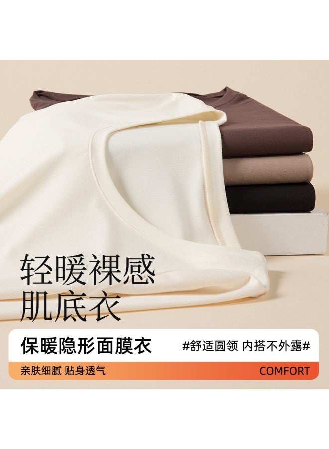 Modal Round Neck Comfortable Base Shirt For Women, Slim-Fit Basic Solid Color Versatile Warm Top For Women - Image 3