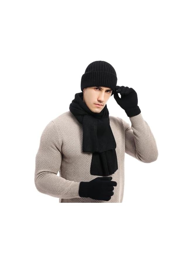 بروماس مجموعة من 3 قطع من الأوشحة والقبعة الشتوية والجولف - قفازات شاشة اللمس للرجال - قبعات محبوكة - وشاح حراري طويل - مبطن بالصوف للرجال والنساء الرياضات الخارجية - Image 1