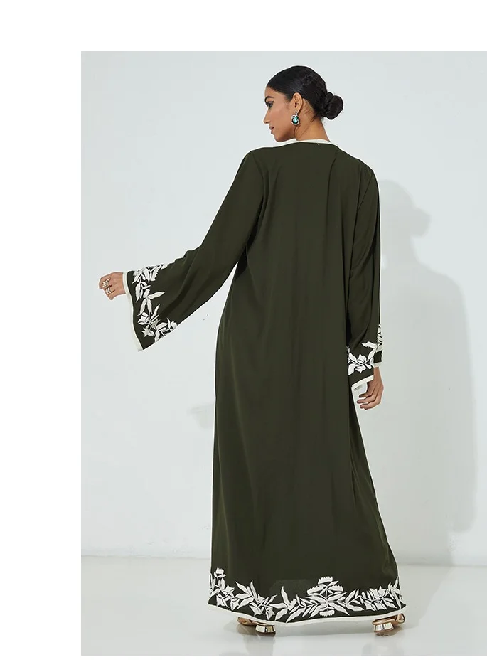 Rosette Abaya Embroidered Green Abaya