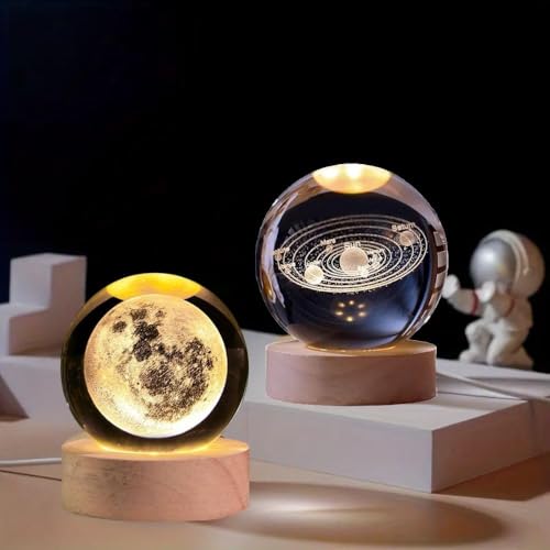 HashWOW® Combo of Crystal Moon & Crystal Universe Night Light - 3D LED Space Bedroom Decor Kids Room Celestial Lamp Gift - Image 1