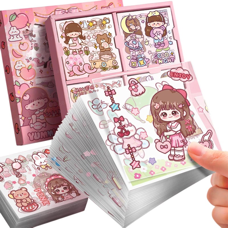 FunBlast ملصقات أرضية ذات طابع حفل سكرية ذاتية اللصق - 100 ورقة ملصقات PVC لطيفة لمشاريع، مجموعة ملصقات بنات على الطراز الياباني، تزيين دفاتر، حرف يدوية - 18 × 18 × 2 سم - Image 1