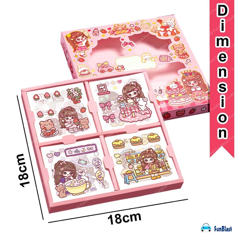 FunBlast ملصقات أرضية ذات طابع حفل سكرية ذاتية اللصق - 100 ورقة ملصقات PVC لطيفة لمشاريع، مجموعة ملصقات بنات على الطراز الياباني، تزيين دفاتر، حرف يدوية - 18 × 18 × 2 سم - Image 2