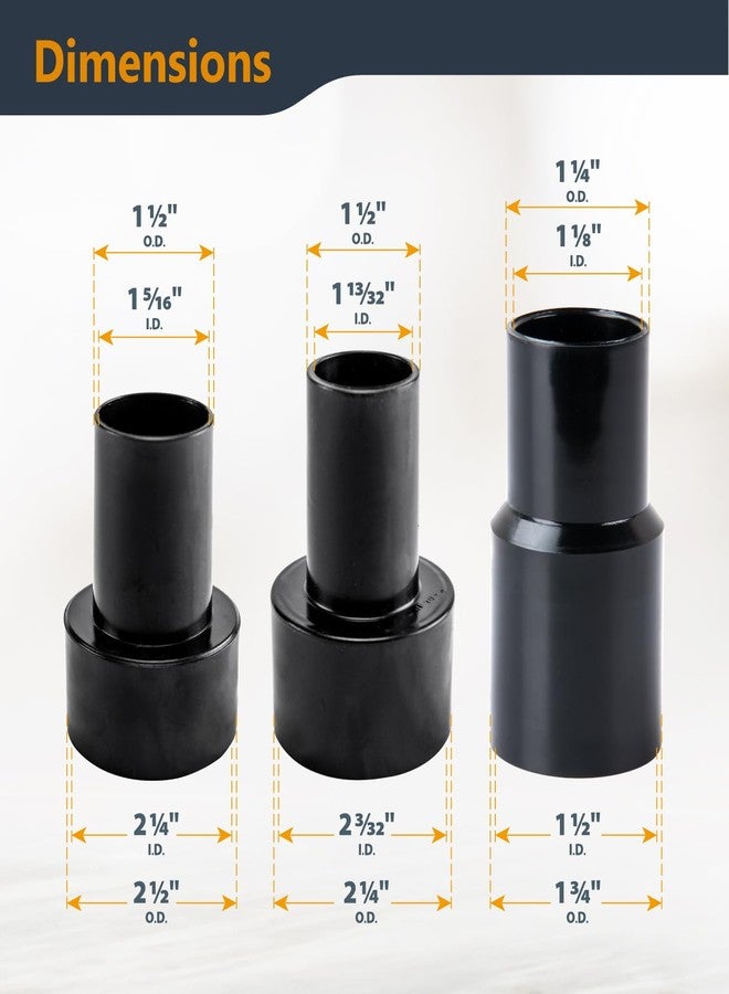 باورتيك مجموعة خرطوم جمع الغبار POWERTEC 70457، خرطوم بطول 10 أقدام مزود بخمس وصلات، يُوصل بأدوات النجارة الكهربائية ومكانس كهربائية للتنظيف الرطب/الجاف، وخرطوم مرن بطول 12 بوصة مزود بوصلتين (2-1/4 بوصة × 2-1/2 بوصة) وفوهات. - Image 3