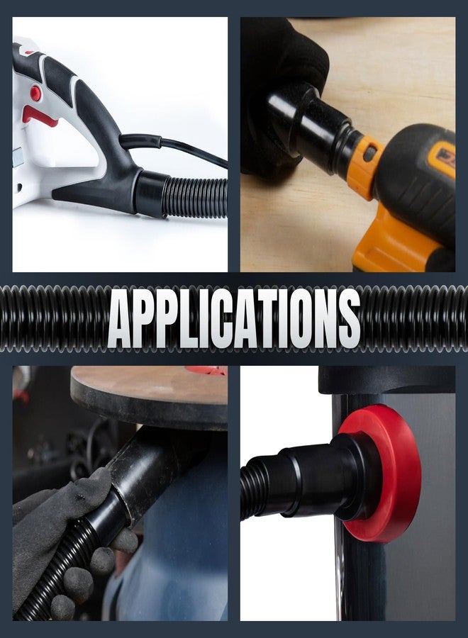 باورتيك مجموعة خرطوم جمع الغبار POWERTEC 70457، خرطوم بطول 10 أقدام مزود بخمس وصلات، يُوصل بأدوات النجارة الكهربائية ومكانس كهربائية للتنظيف الرطب/الجاف، وخرطوم مرن بطول 12 بوصة مزود بوصلتين (2-1/4 بوصة × 2-1/2 بوصة) وفوهات. - Image 5