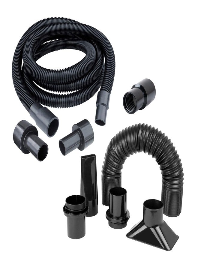 باورتيك مجموعة خرطوم جمع الغبار POWERTEC 70457، خرطوم بطول 10 أقدام مزود بخمس وصلات، يُوصل بأدوات النجارة الكهربائية ومكانس كهربائية للتنظيف الرطب/الجاف، وخرطوم مرن بطول 12 بوصة مزود بوصلتين (2-1/4 بوصة × 2-1/2 بوصة) وفوهات. - Image 1