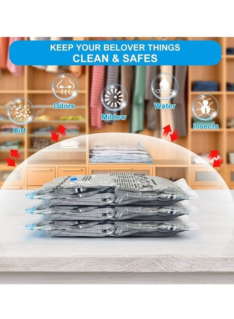 10PCS Vacuum Storage Bags, Space Saver Bags with hand Pump, Reusable Vacuum Seal Storage Bags for Bedding, Clothes, Curtains, Pillows (3 x Jumbo, 3 x Large, 4 x Medium) - Image 4
