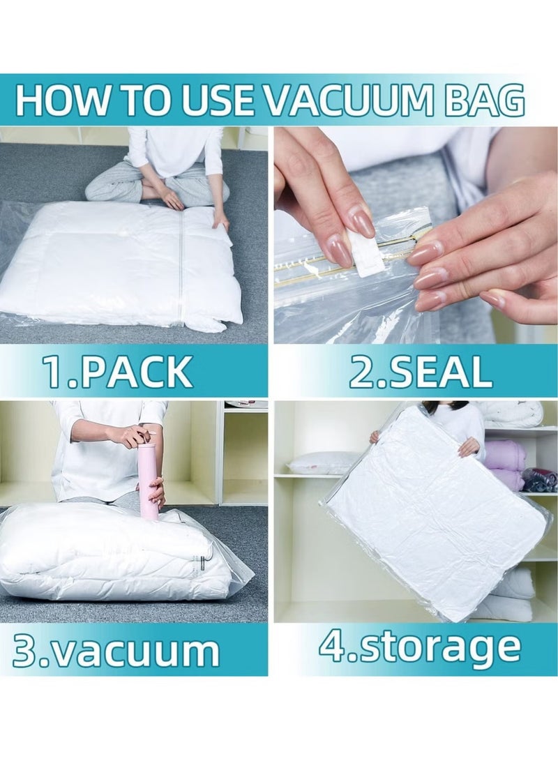 10PCS Vacuum Storage Bags, Space Saver Bags with hand Pump, Reusable Vacuum Seal Storage Bags for Bedding, Clothes, Curtains, Pillows (3 x Jumbo, 3 x Large, 4 x Medium) - Image 5