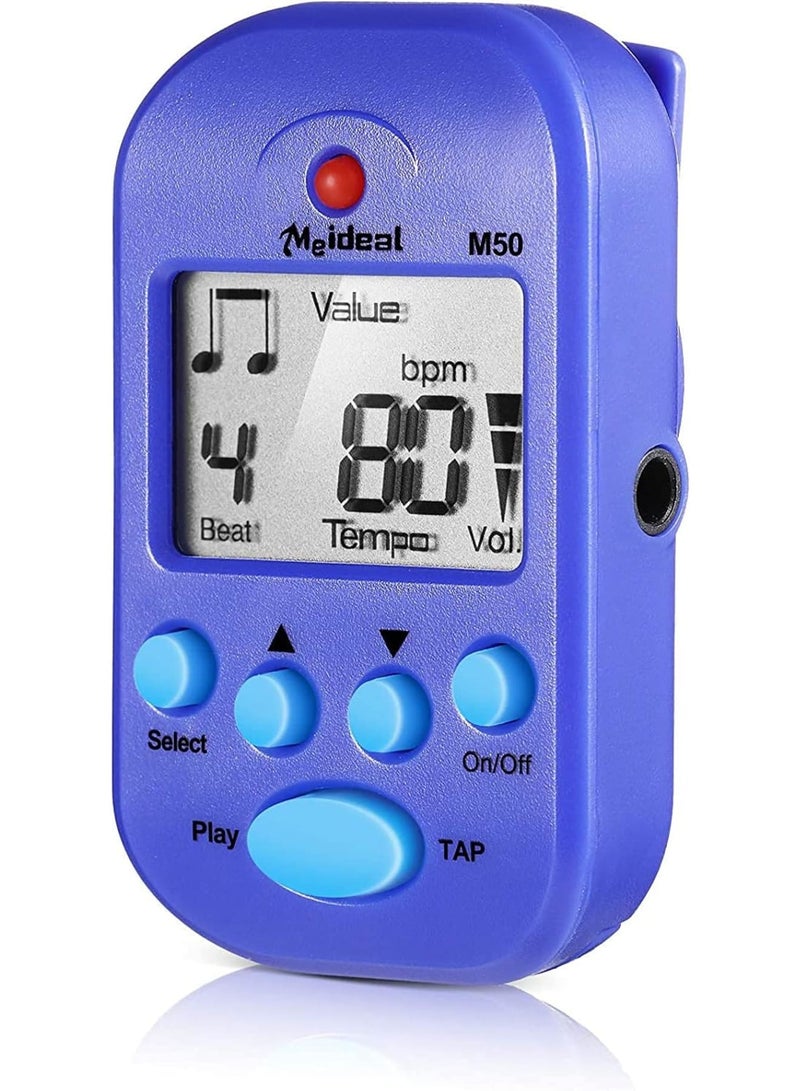 SOLARAE Mini Digital Metronome, Multifunctional, Portable, Volume Adjustable, Clip on, with Speaker, Beat Tempo, for Piano, Guitar, Saxophone, Flute, Violin, Drum, Blue - Image 1