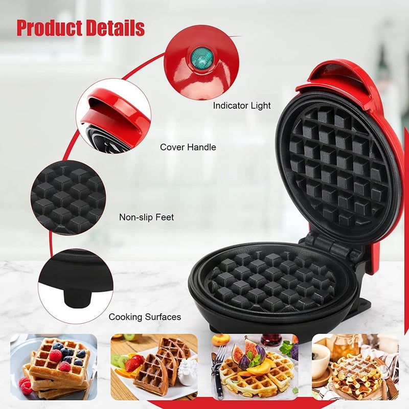 HOMENITY Waffle maker machine 3 in 1 waffle iron home appliances kitchen gift Easy to Clean NonStick Surfaces 4 Inch Perfect for BreakfastDessert Sandwich Pan Cakes - Image 5