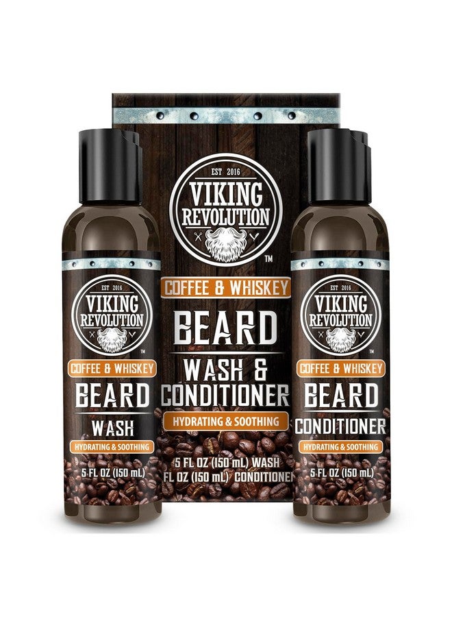 Viking Revolution Beard Wash And Beard Conditioner For Men With Argan Oil And Jojoba Oil- Beard Softener And Strengthener Beard Care Beard Shampoo And Conditioner With Ginseng Root(5Oz,Coffee Whiskey) - Image 1