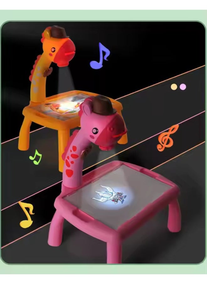Mini LED Art Drawing Projector Table for Kids – Educational Art Toy Set with Light-Up Desk, Drawing Board, Markers & Slides – Creative Learning Gift for Toddlers & Children