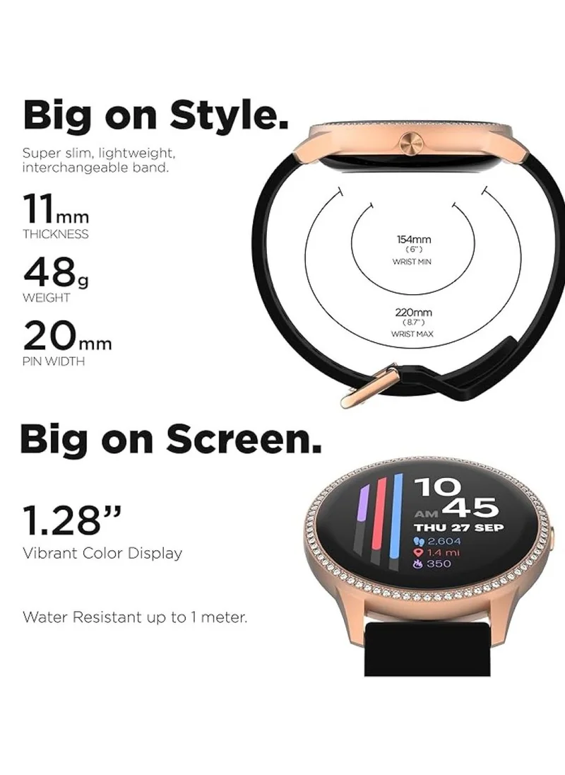 iTouch iTouch Unisex Interactive Flex Watch Rosegold/Black with  Interchangeable Silicone Strap, TP4E01-C02