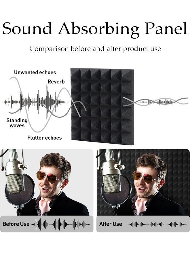 DUNISO 12 Pack Sound Proof Foam Panels, Studio Wedge Tiles, Wedges Sound Insulation Absorbing for Walls, High Density Sound Panels Noise Reducing 30x30x2.5CM - Image 3