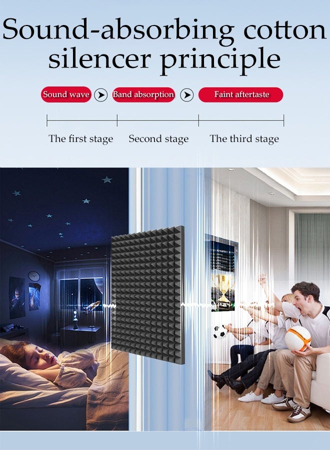 DUNISO 12 Pack Sound Proof Foam Panels, Studio Wedge Tiles, Wedges Sound Insulation Absorbing for Walls, High Density Sound Panels Noise Reducing 30x30x2.5CM - Image 4