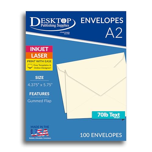 Desktop Publishing Supplies Envelope, Cream/Off White 4 3/8" x 5 3/4" for Greeting cards, Invitations - 100 Envelopes - Image 3