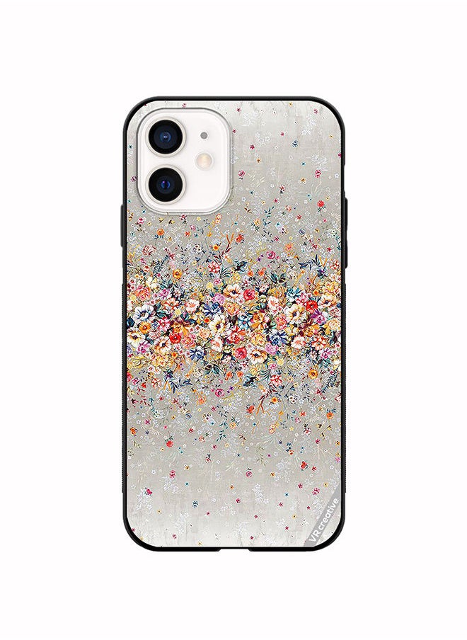 VR CREATIVE Protective Case Cover For Apple iPhone 12 mini Digital Floral Garland Design Multicolour  - Image 1