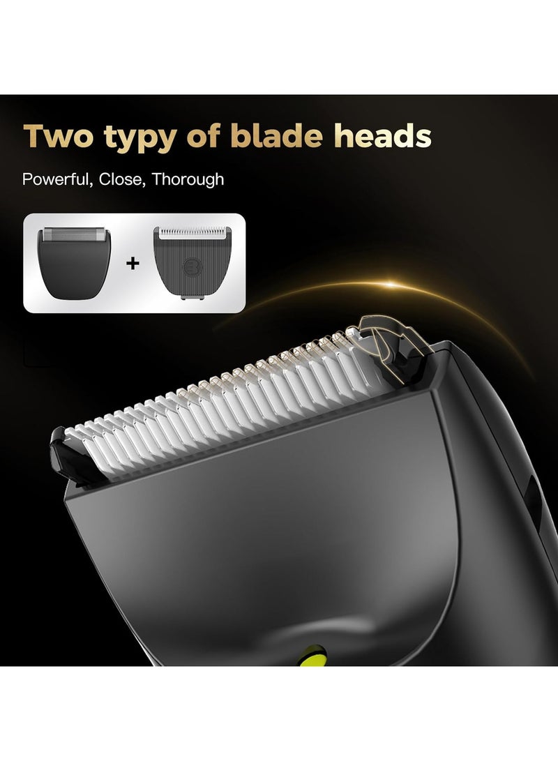 ENSSU Trimmers for Men, Beard Trimmer for Men with Skin-Safe Ceramic Clipper & Foil, Wireless Charging Dock, Waterproof Body Groomer for Groin, Chest, Beard, and Pubic Hair - Image 3