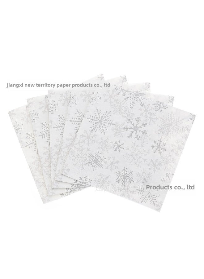 Variety Of Paper Towels Can Make Printed Napkins Disposable Paper Towels To Make Holiday Party Supplies-Color:Tissue 25*25-snowflake - Image 1
