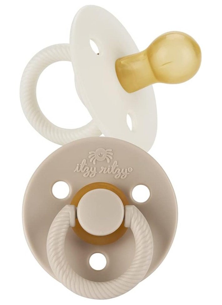 Itzy Ritzy Itzy Ritzy Natural Rubber Pacifiers, Set of 2 – Natural Rubber Newborn Pacifiers with Cherry-Shaped and Large Air Holes for Added Safety 