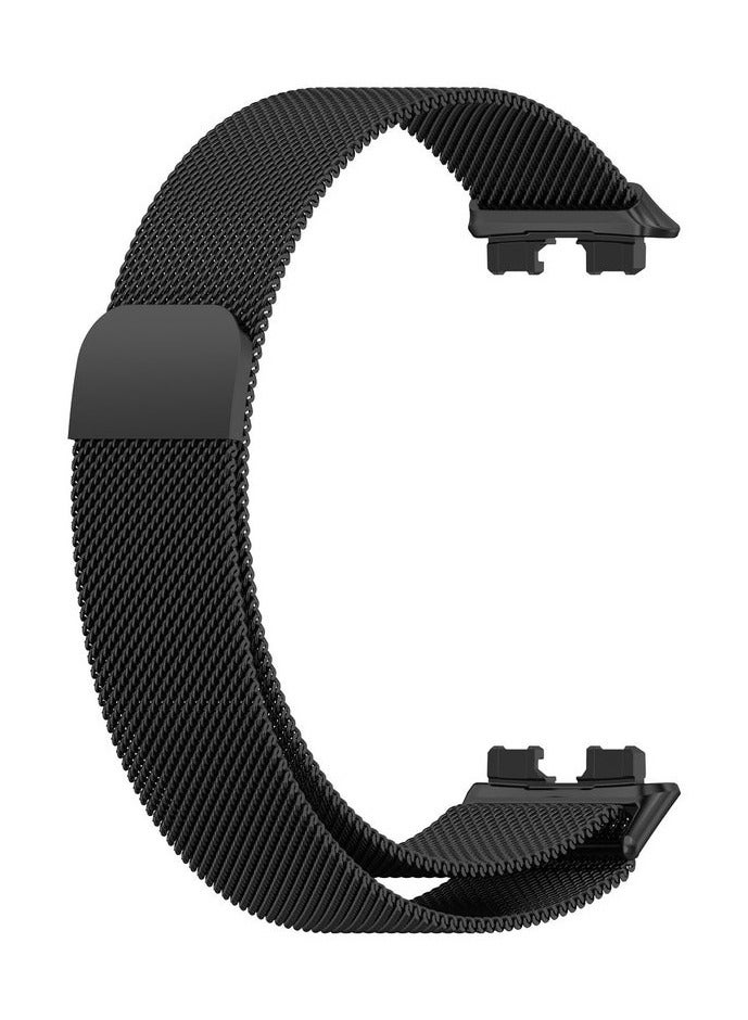 حَبْل تِك سوار معصم مغناطيسي معدني من الفولاذ المقاوم للصدأ لساعة هواوي باند 8/9/10 الذكية، لون أسود - Image 1