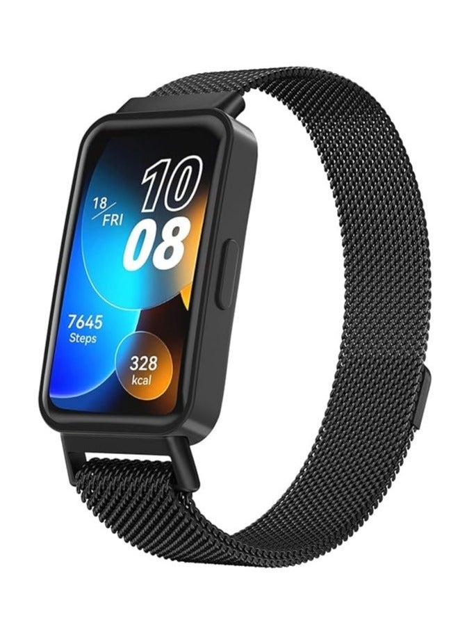 حَبْل تِك سوار معصم مغناطيسي معدني من الفولاذ المقاوم للصدأ لساعة هواوي باند 8/9/10 الذكية، لون أسود - Image 3