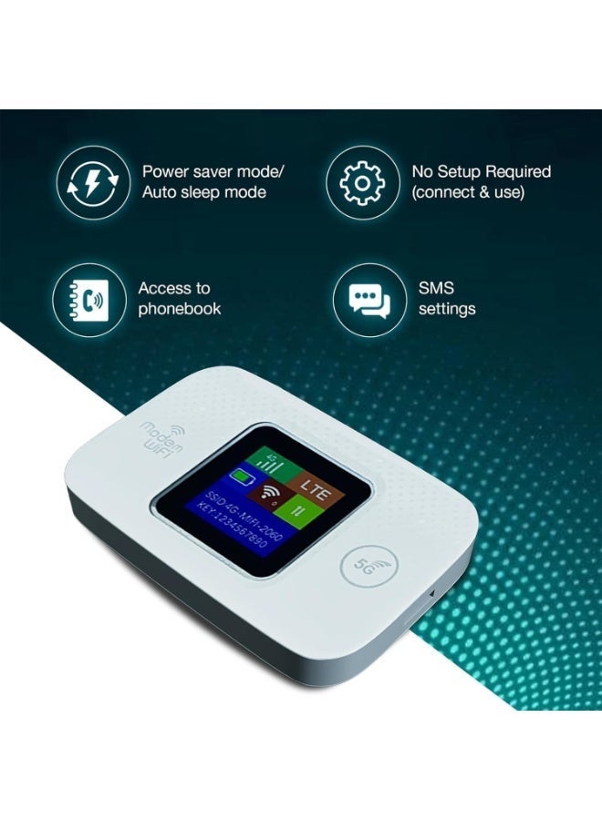 Ump Mobile WiFi Hotspot, 300Mbps Portable Travel Router with Support 5G SIM Card Router, 4G LTE WiFi Router, Built-in 3000mAh Battery Pocket Internet Modem, Supports Up to 10 Users for Phone Laptop - Image 2