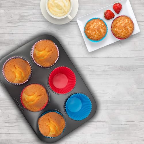 CURATED CART Silicone Cupcake Moulds & Muffin Baking Molds Set-Non-Stick Reusable Cupcake Liners,Baking Accessories For Air Fryer,Oven & Microwave-Perfect For Parties,Halloween And Christmas,Black - Image 2