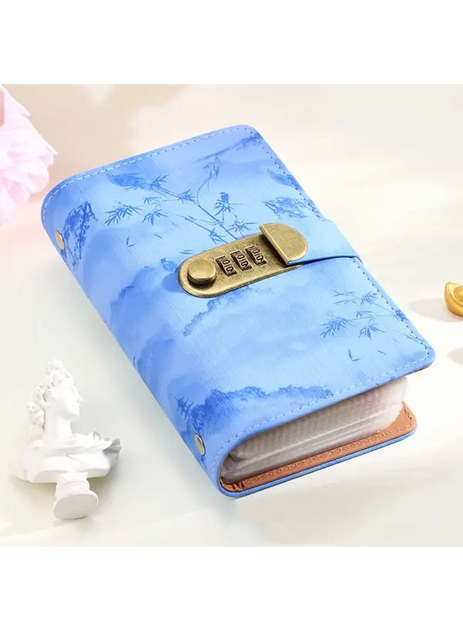 A6 Lockable Cash Card Holder Wallet Book Green Ink Wash Design 200 Banknote Capacity - Image 4